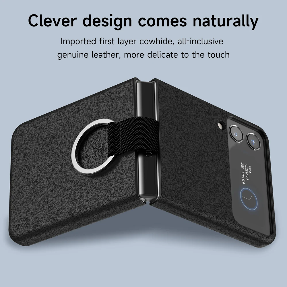 Genuine-Cowhide-Leather-Phone-Case-for-Samsung-Galaxy-Z-Flip-3-Flip3-ZFlip3-Ring-Lanyard-Shockproof-3.webp