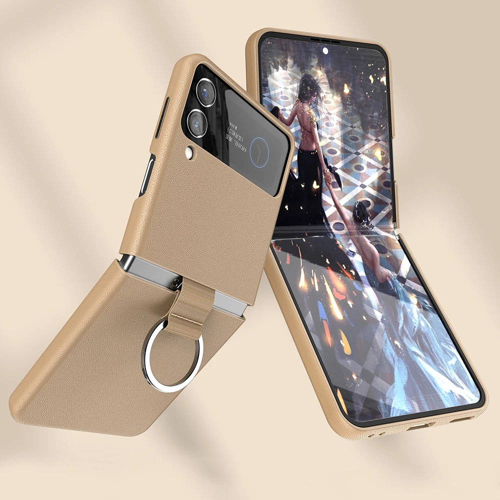 Genuine-Cowhide-Leather-Phone-Case-for-Samsung-Galaxy-Z-Flip-3-Flip3-ZFlip3-Ring-Lanyard-Shockproof.webp